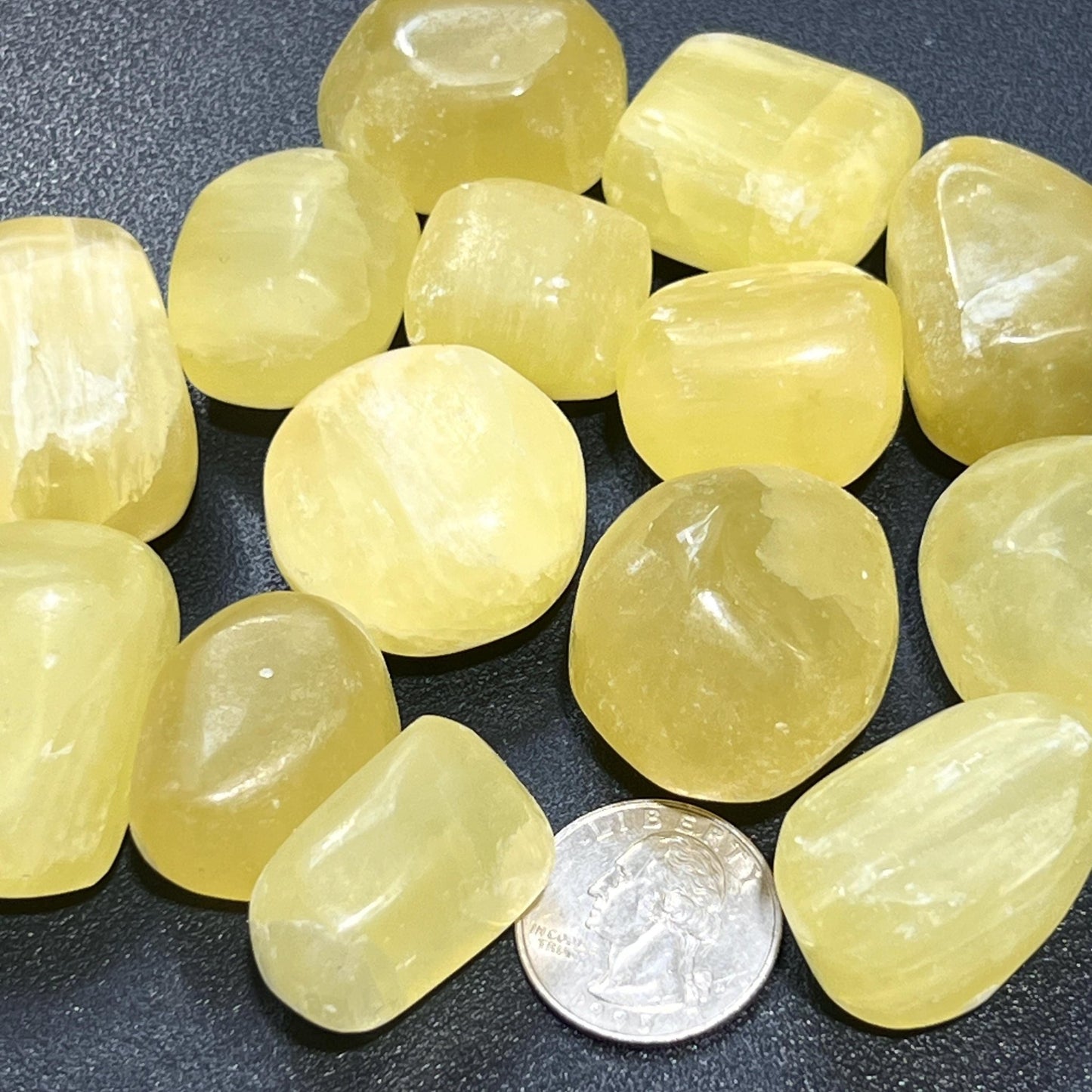Lemon Yellow Calcite Tumbled Stones (By The Piece Or Pound) Bulk Wholesale - Solar Luxe Metaphysical Store