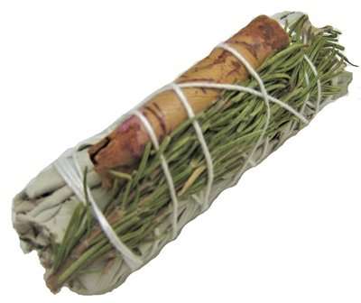 Cinnamon, Rosemary, Yerba Santa & White Sage Smudge Stick (4 in.) Sacred Crystals