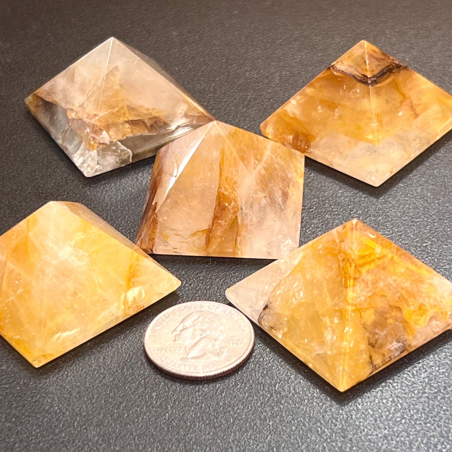 Golden Healer Quartz Crystal Pyramid Carving Polished Gemstone Decor Supply Amazing Crystals