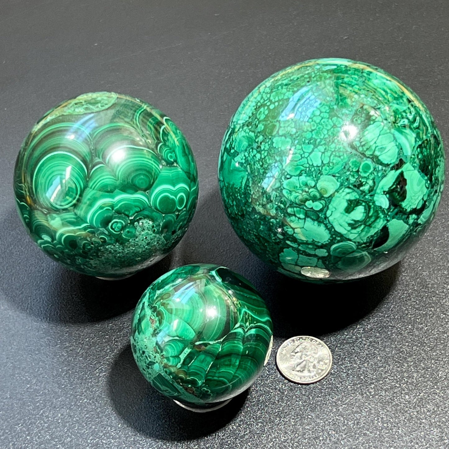 Malachite Spheres (3 Sizes)(5 - 10 CM) Large Polished Carving - Solar Luxe Metaphysical Store