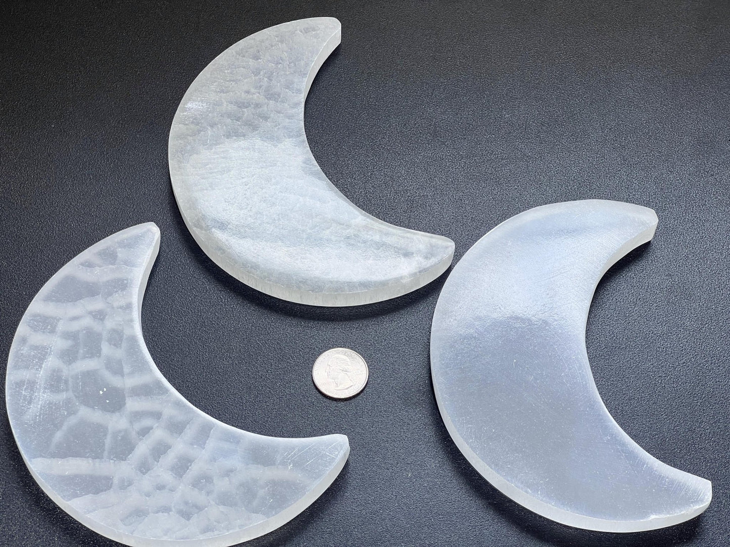 Selenite Crystal Crescent Moon Plate (6 Inches) Carving - Solar Luxe Metaphysical Store
