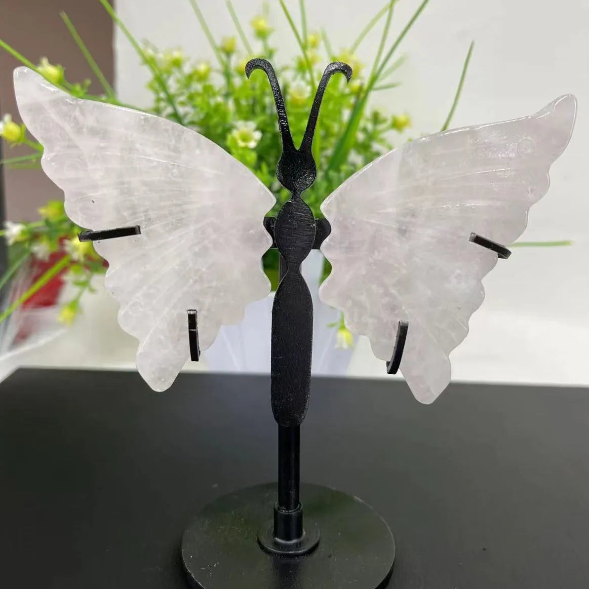 Crystal Butterfly Wings on Black Stand Green Witch Creations