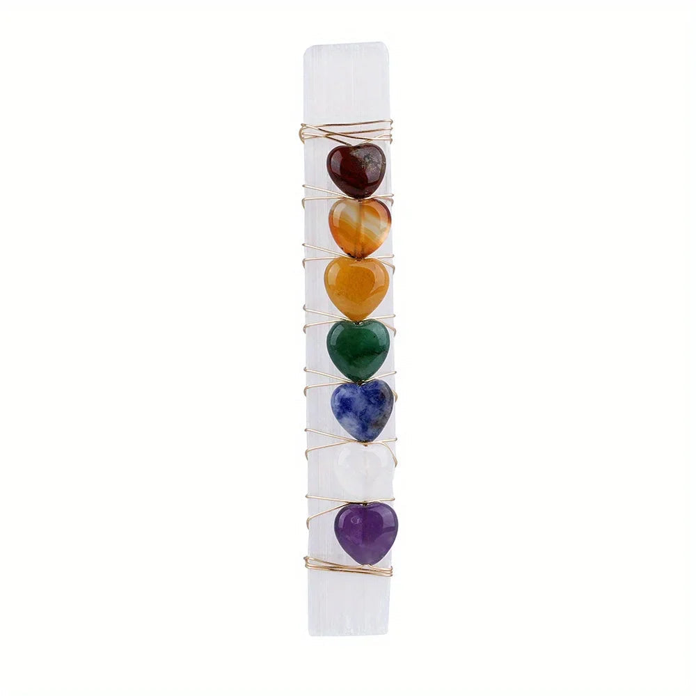 Chakra Heart Selenite Wand Green Witch Creations