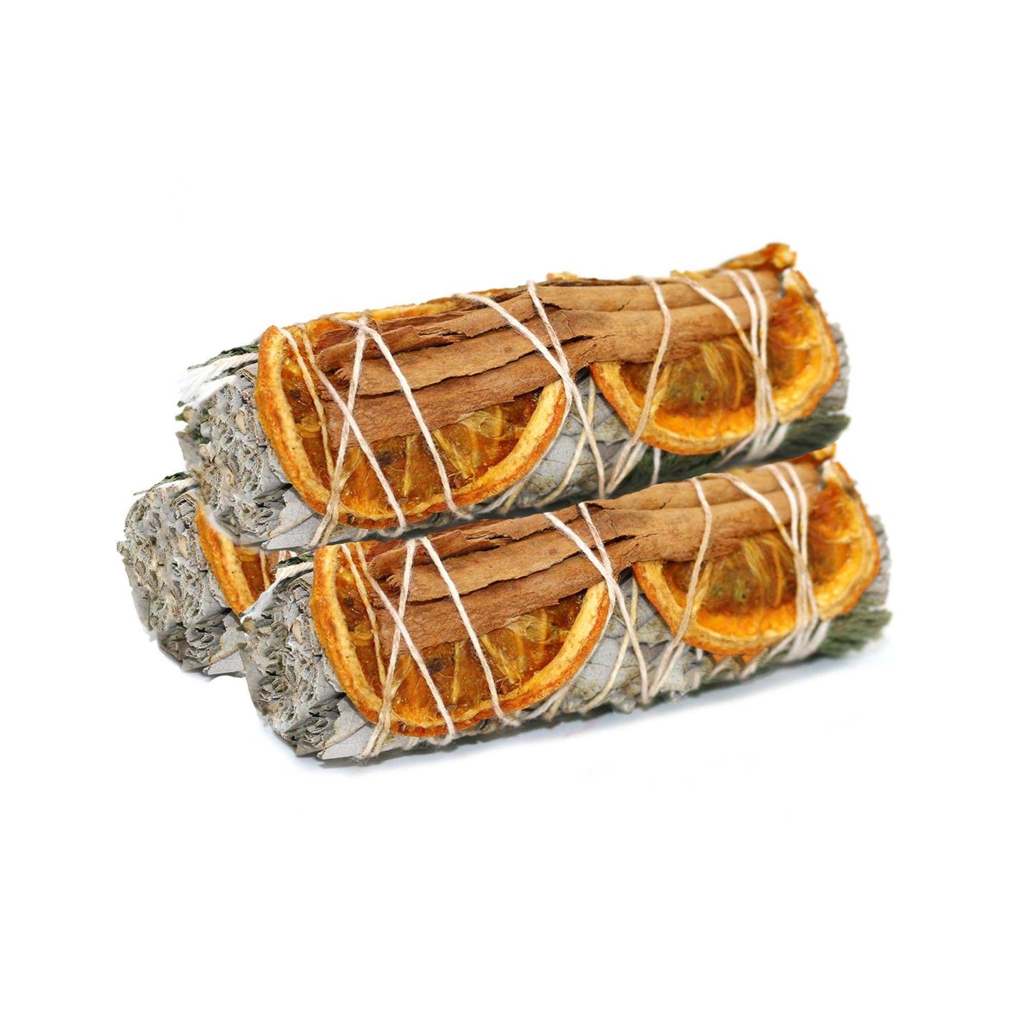 Cinnamon, Orange & White Sage Smudge Stick (4 in.) Sacred Crystals