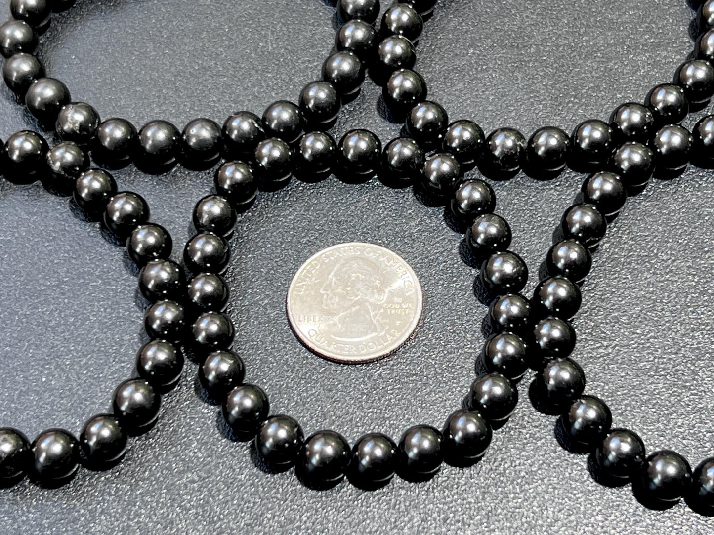 Black Shungite Bead Stretch Bracelet (8mm Beads) Gemstone Jewelry Supply Amazing Crystals