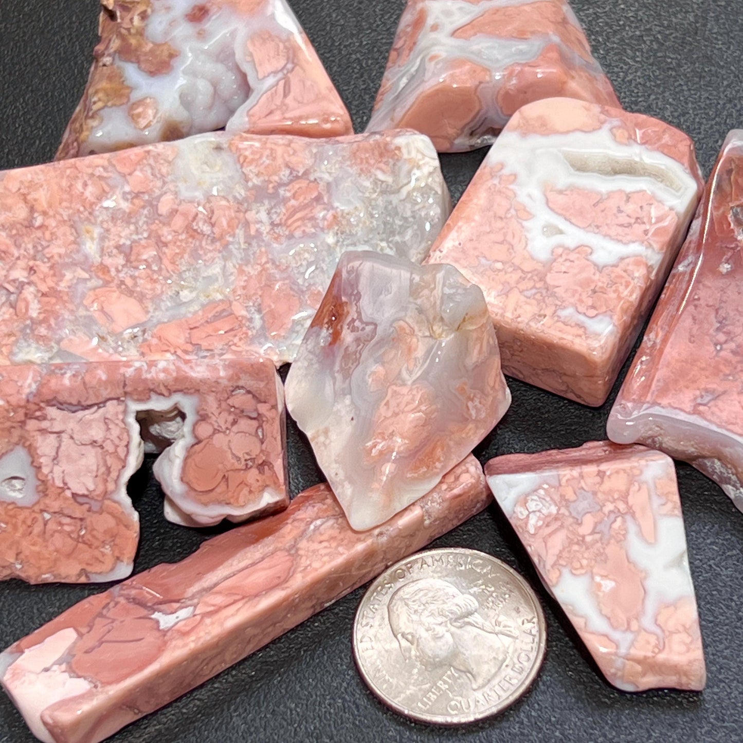Pink Peach Petal Agate Polished Freeform Shapes (By The Piece Or Pound) Slices Bulk Carving Wholesale Amazing Crystals