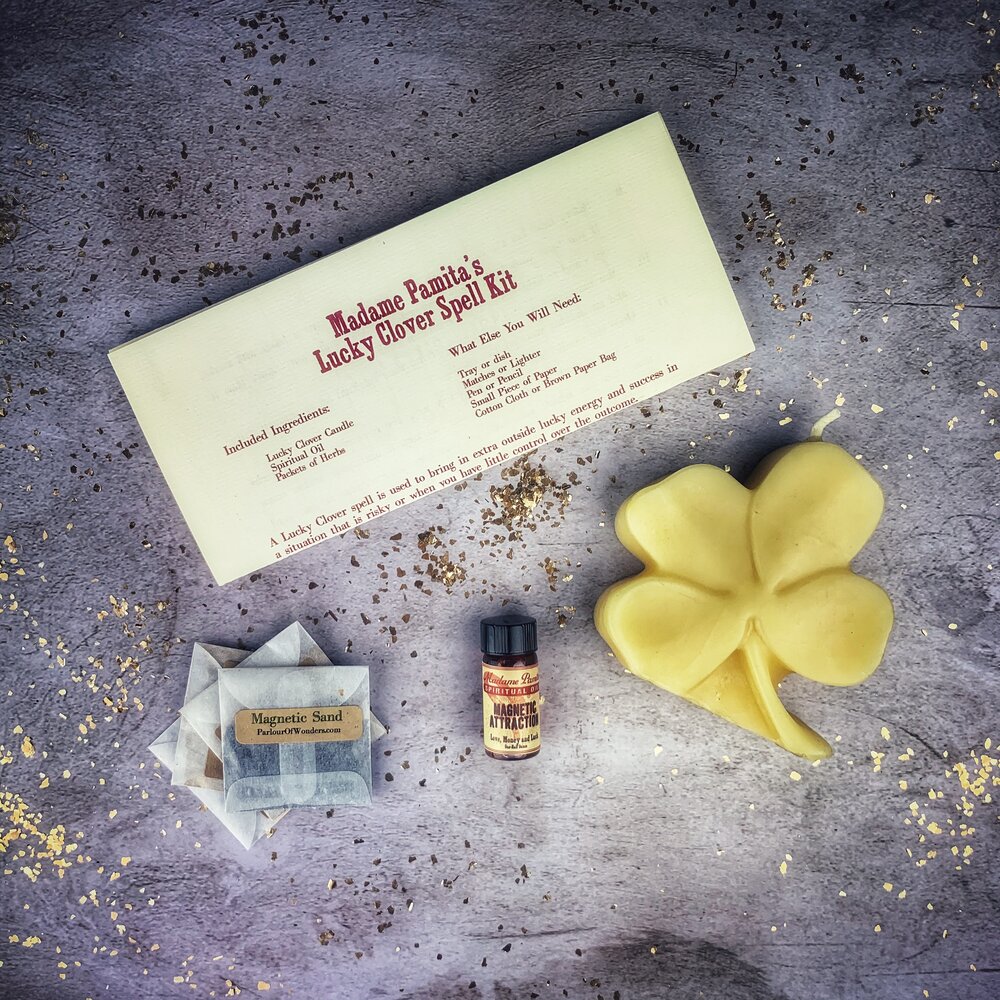 Lucky Clover Candle Spell Kit Parlour of Wonders