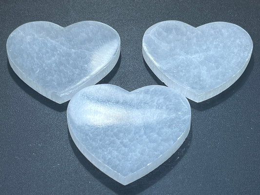 Selenite Crystal Heart Plate (4 Inches) Polished Gemstone Carving Decor Amazing Crystals