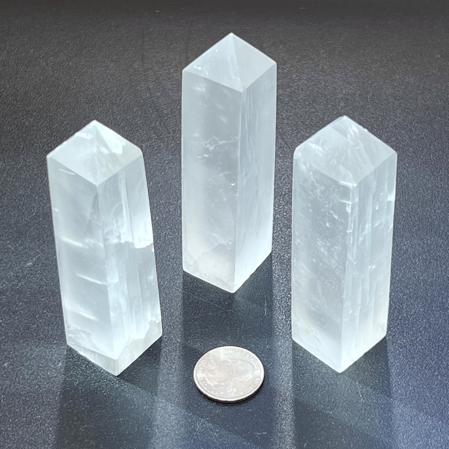 Clear Selenite Crystal Standing Tower Obelisk Carving Gemstone Home Decor Supply Amazing Crystals