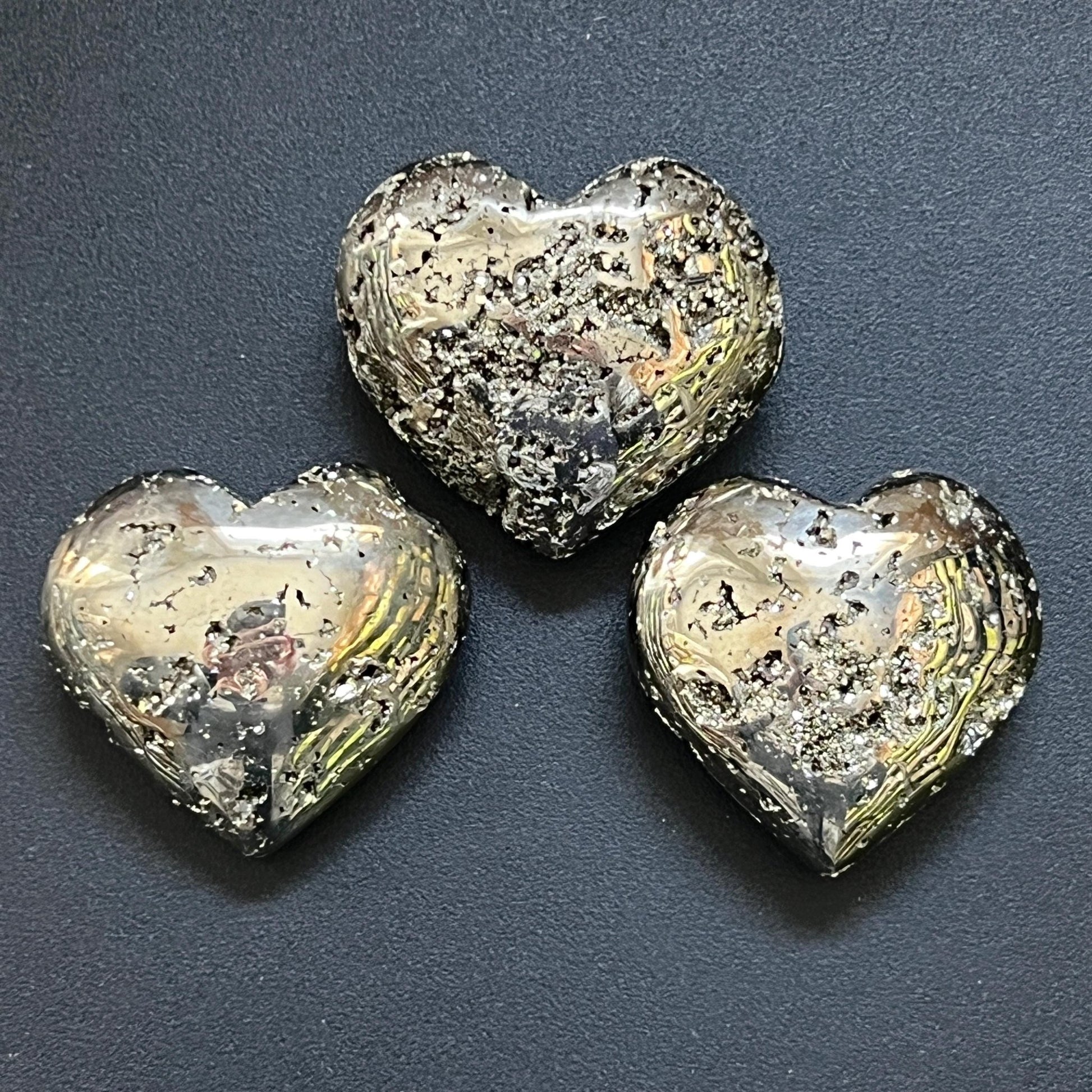 Large Iron Pyrite Druzy Crystal Puffy Heart Polished Carving Wholesale Fools Gold - Solar Luxe Metaphysical Store