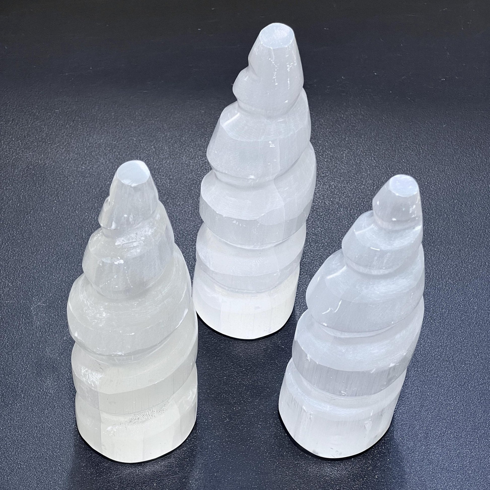 Selenite Crystal Spiral Standing Tower Medium (5-6 Inches) Gemstone Carving Home Decor Supply Amazing Crystals