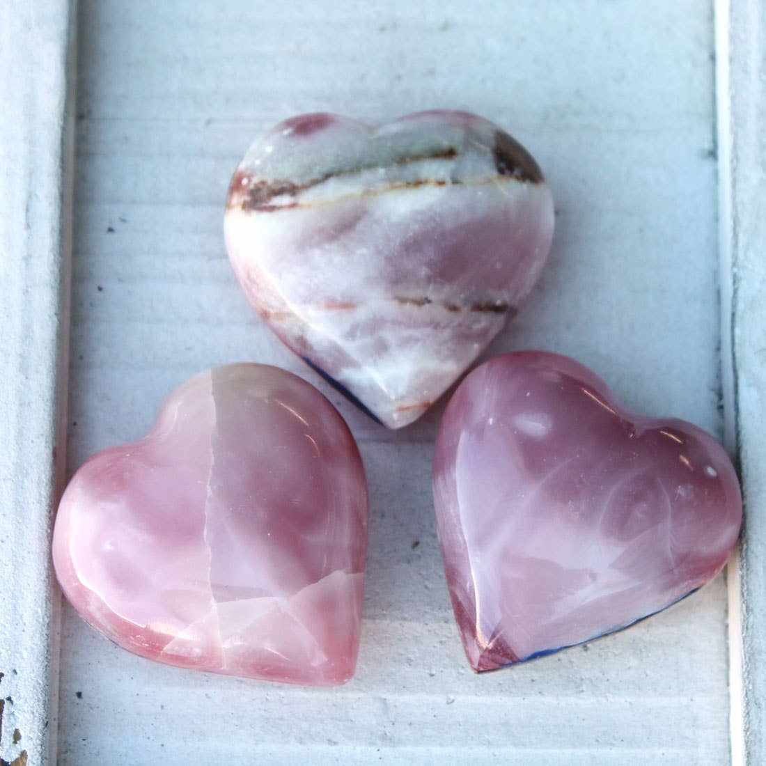 Pink Onyx Heart Crystal – 1.5" Polished Stone for Love, Healing & Décor Sacred Crystals