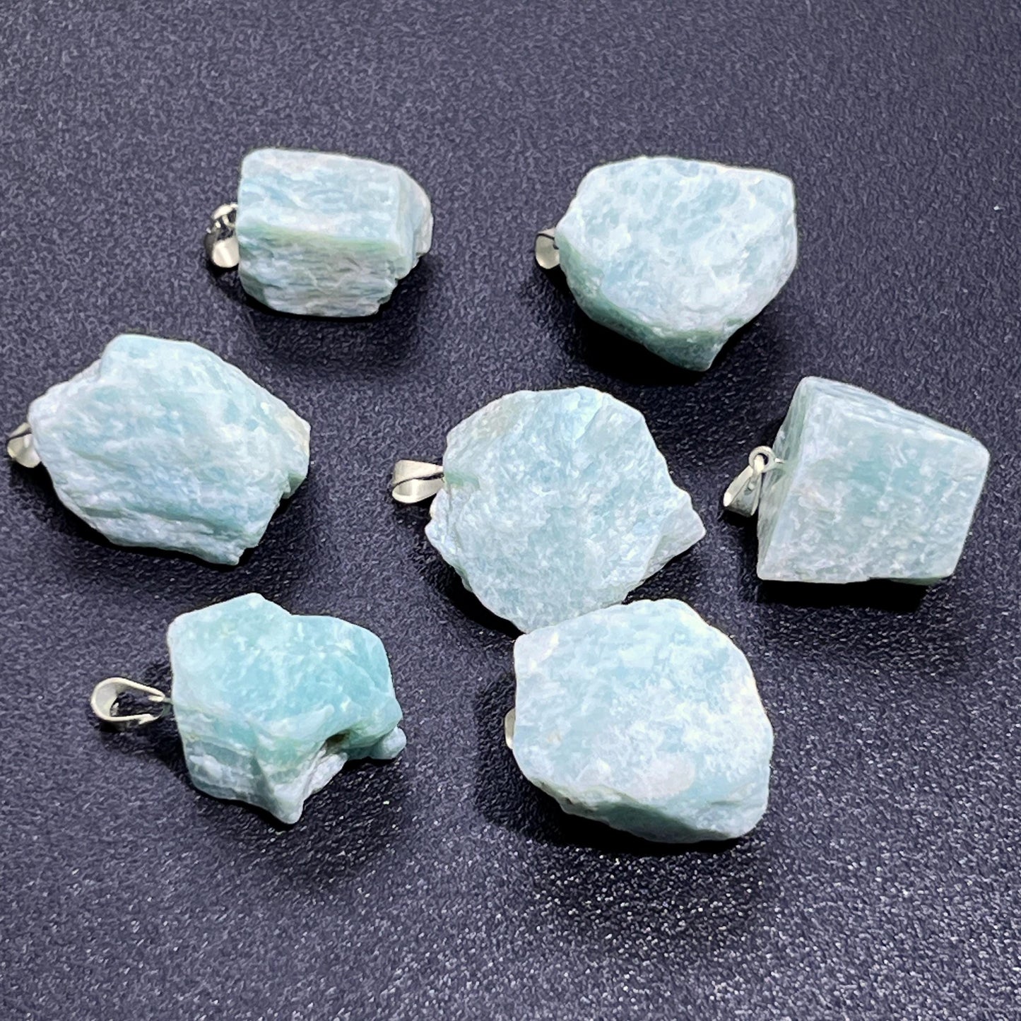 Amazonite Rough Raw Crystal Pendant (Silver Plated Bail) Gemstone Jewelry Necklace Supply Amazing Crystals
