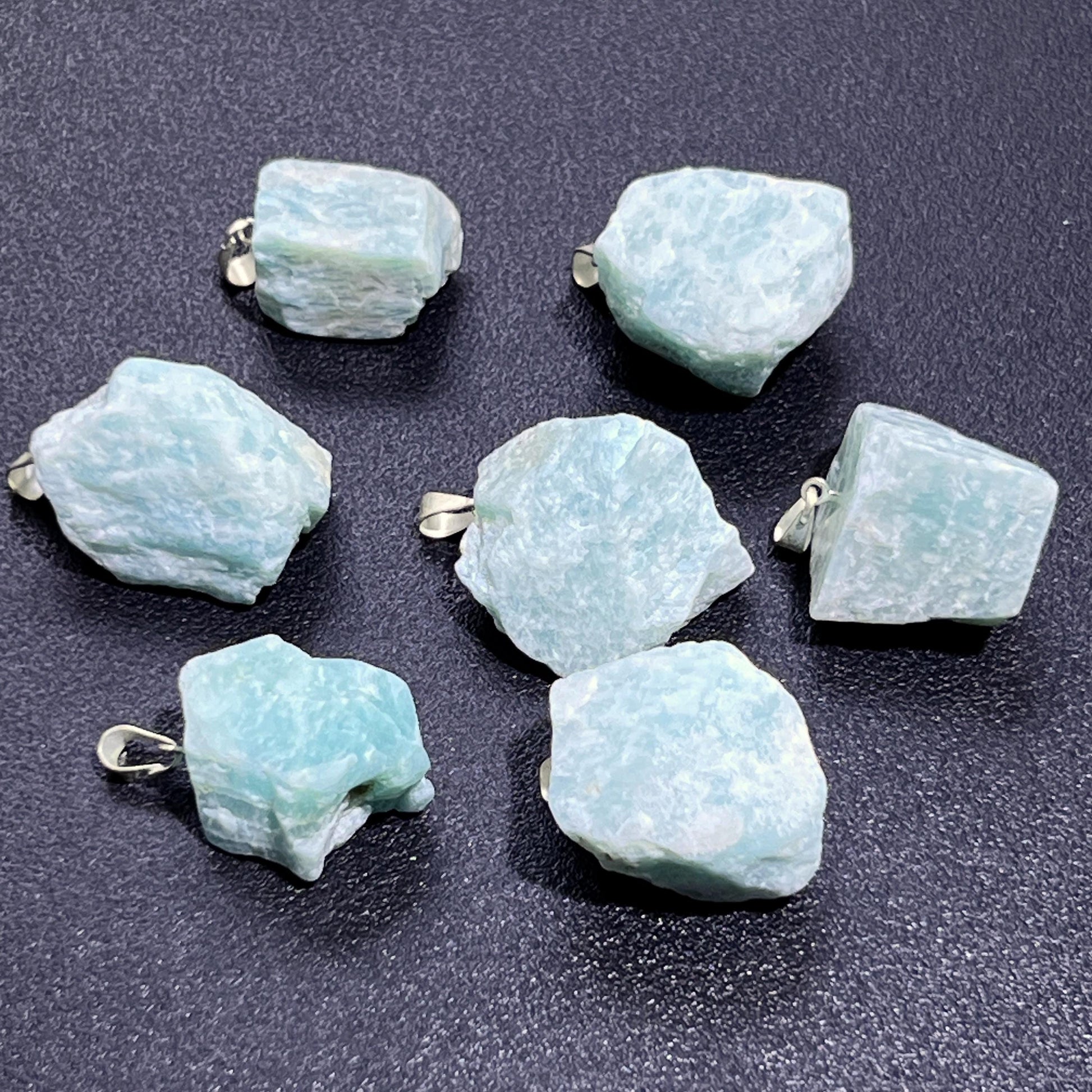 Amazonite Rough Raw Crystal Pendant (Silver Plated Bail) Gemstone Jewelry Necklace Supply Amazing Crystals