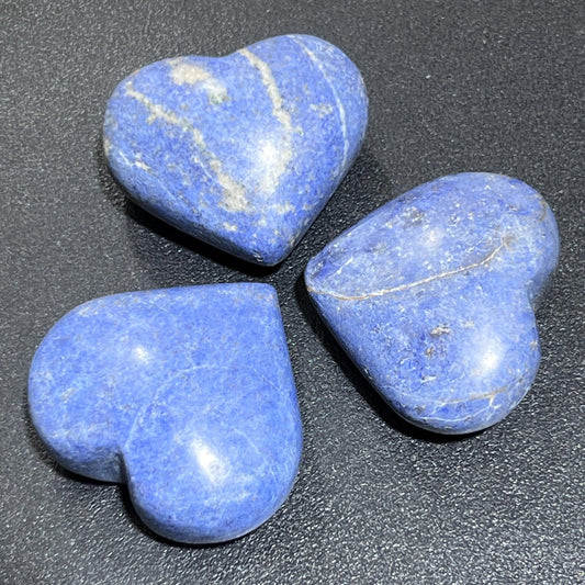 Dumortierite (Blue Moon Quartz) Puffy Heart Polished Crystal Carving Amazing Crystals