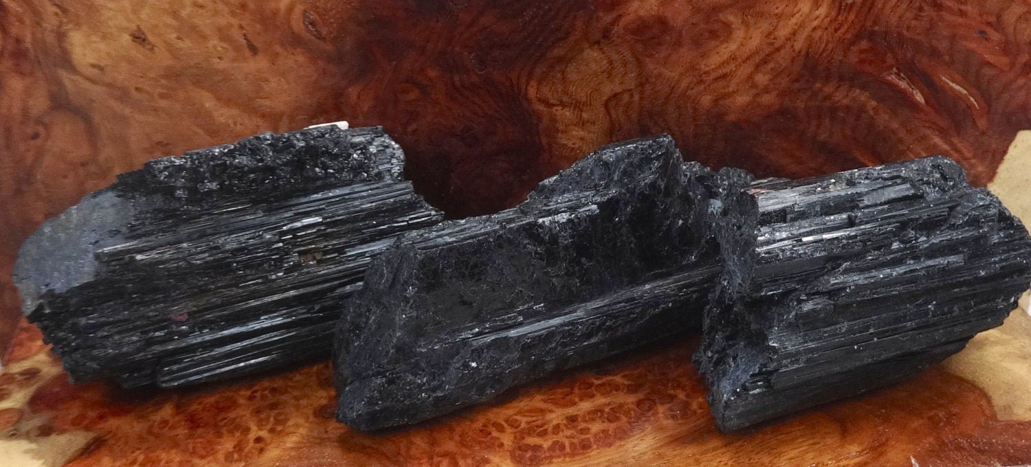 Large Black Tourmaline Crystals (1 - 3 Inches)(By The Piece Or Pound) Rough Raw Gemstone Home Decor - Solar Luxe Metaphysical Store