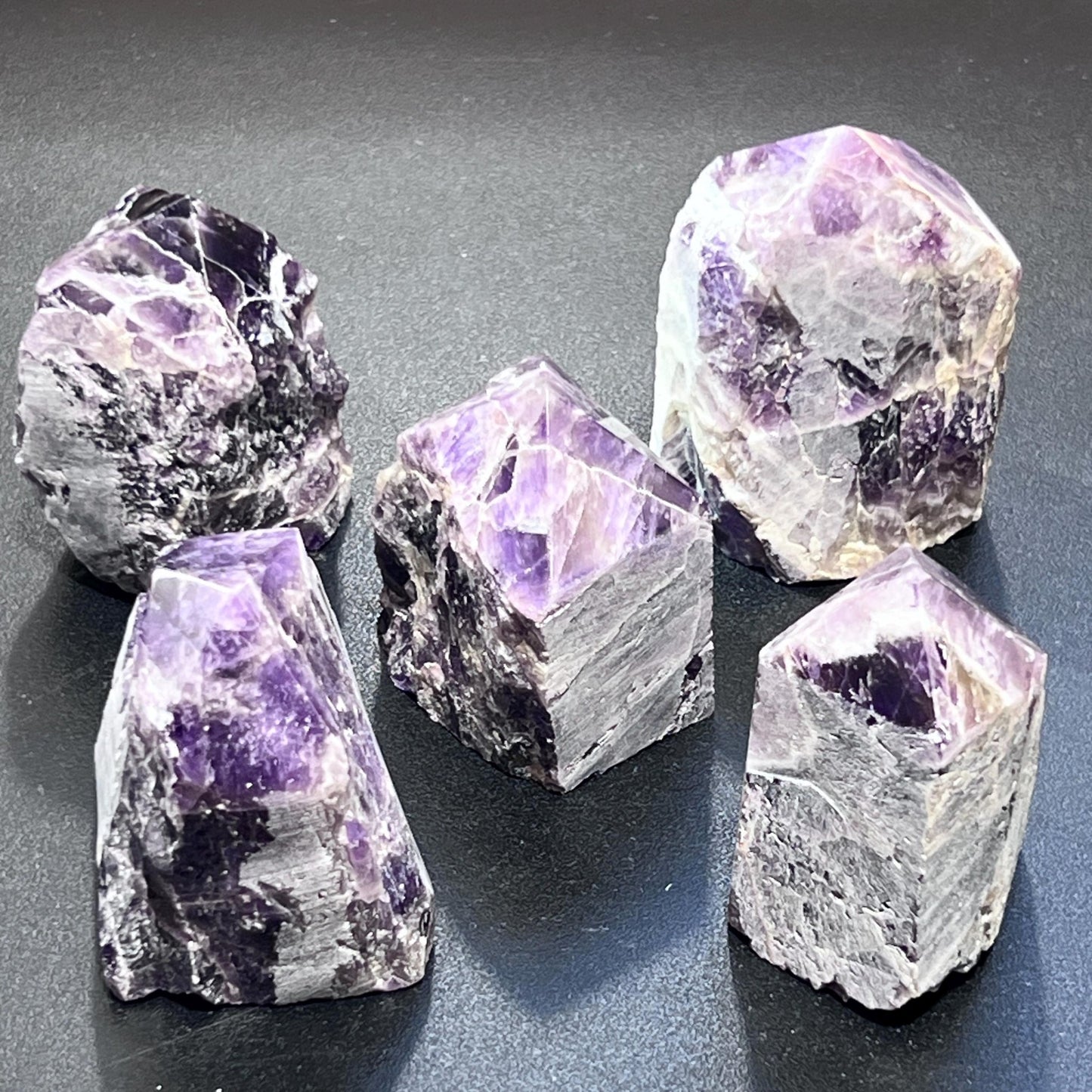 Banded Amethyst Crystal Point Tower Carving Gemstone Home Decor Supply - Solar Luxe Metaphysical Store