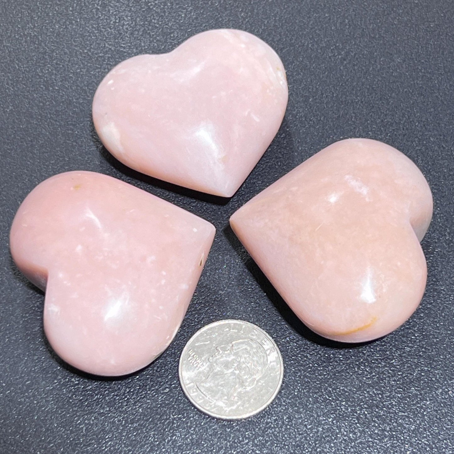 Pink Opal Puffy Heart Polished Crystal Carving Gemstones Decor - Solar Luxe Metaphysical Store