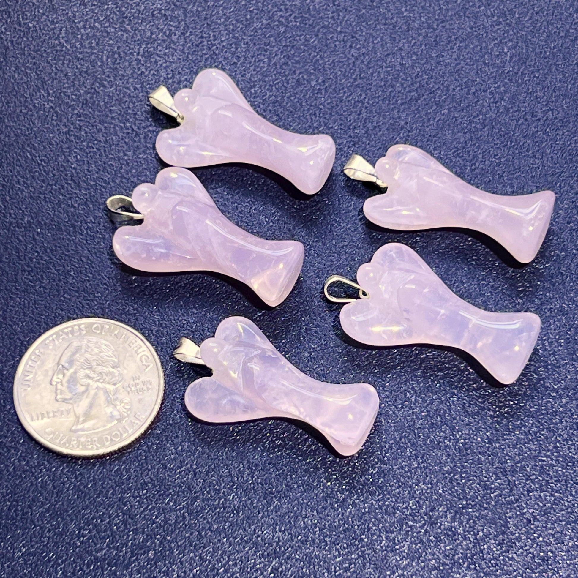 Pink Angel Rose Quartz Crystal Pendant (Silver Bail) Gemstone Jewelry Necklace Supply Amazing Crystals