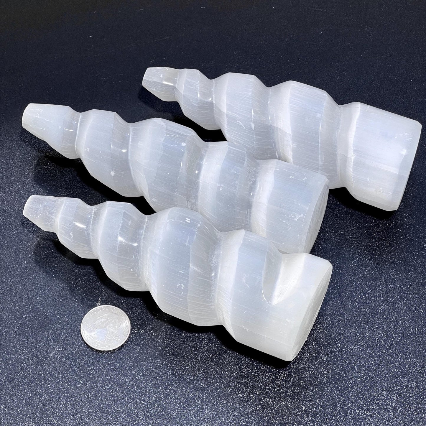 Selenite Crystal Spiral Standing Tower Medium (5-6 Inches) Gemstone Carving Home Decor Supply Amazing Crystals