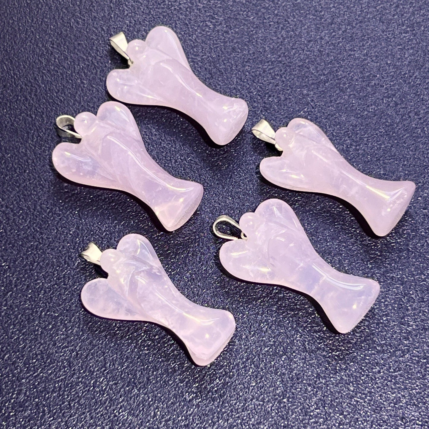 Pink Angel Rose Quartz Crystal Pendant (Silver Bail) Gemstone Jewelry Necklace Supply Amazing Crystals