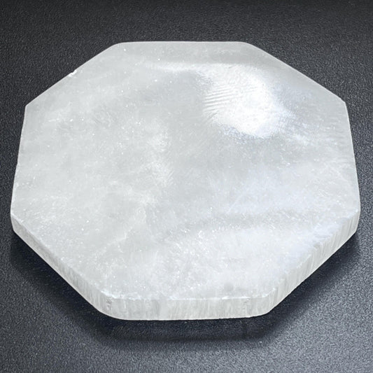 Large Selenite Crystal Octagon Plate (5 Inches) Gemstone Decor Carving Supply - Solar Luxe Metaphysical Store