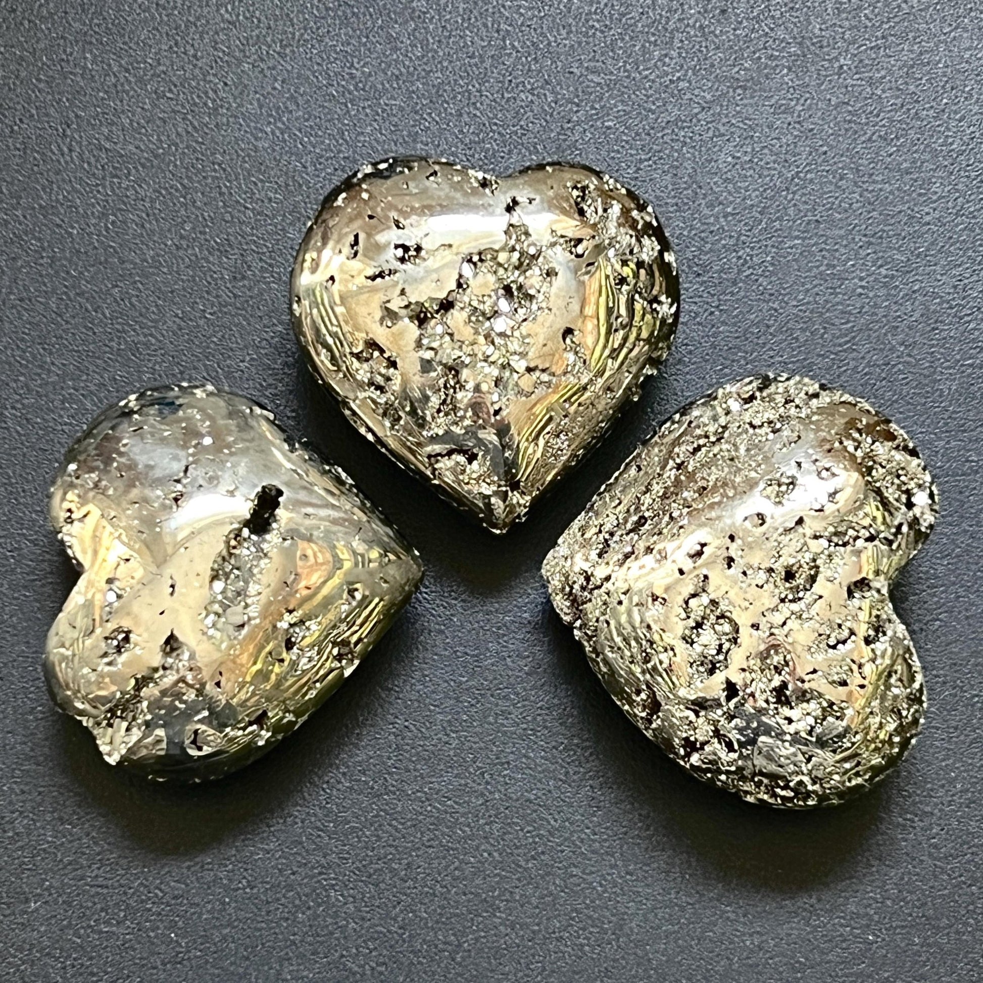 Large Iron Pyrite Druzy Crystal Puffy Heart Polished Carving Wholesale Fools Gold - Solar Luxe Metaphysical Store