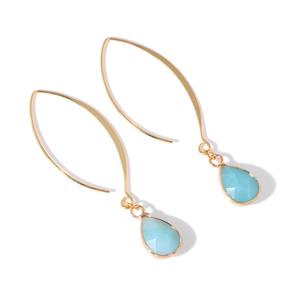 Crystal Faceted Teardrop Gold Earrings Green Witch Creations