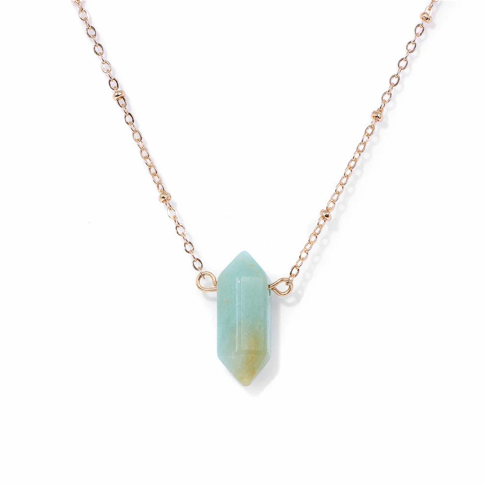 Crystal Hexagon Gold Necklaces Green Witch Creations