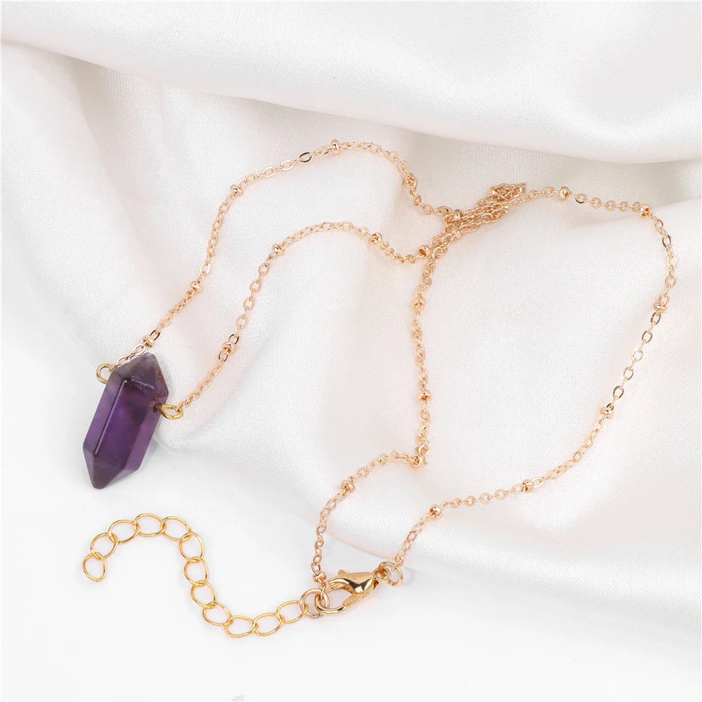 Crystal Hexagon Gold Necklaces Green Witch Creations