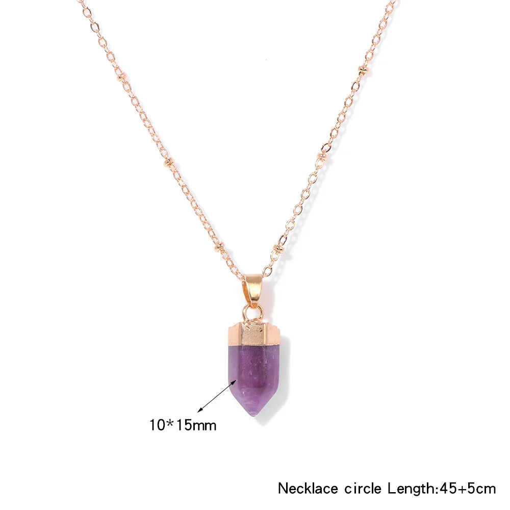 Crystal Point Gold Pendant Necklaces Green Witch Creations