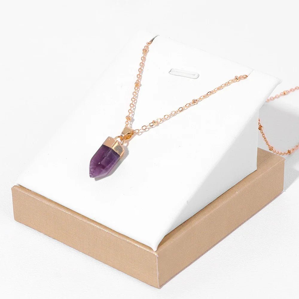 Crystal Point Gold Pendant Necklaces Green Witch Creations