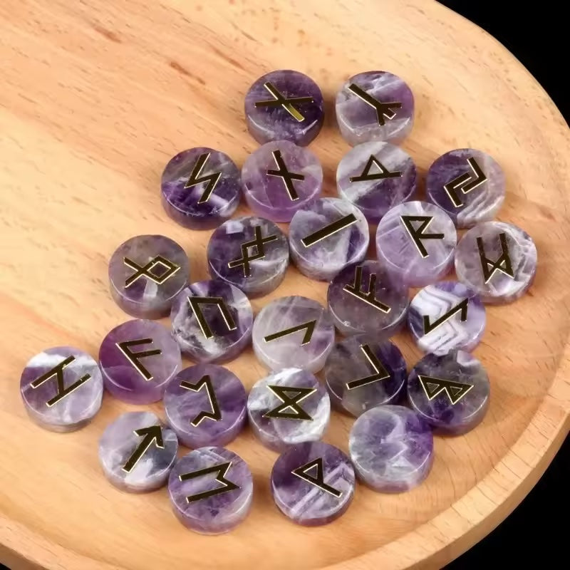 Round Crystal Runes Green Witch Creations