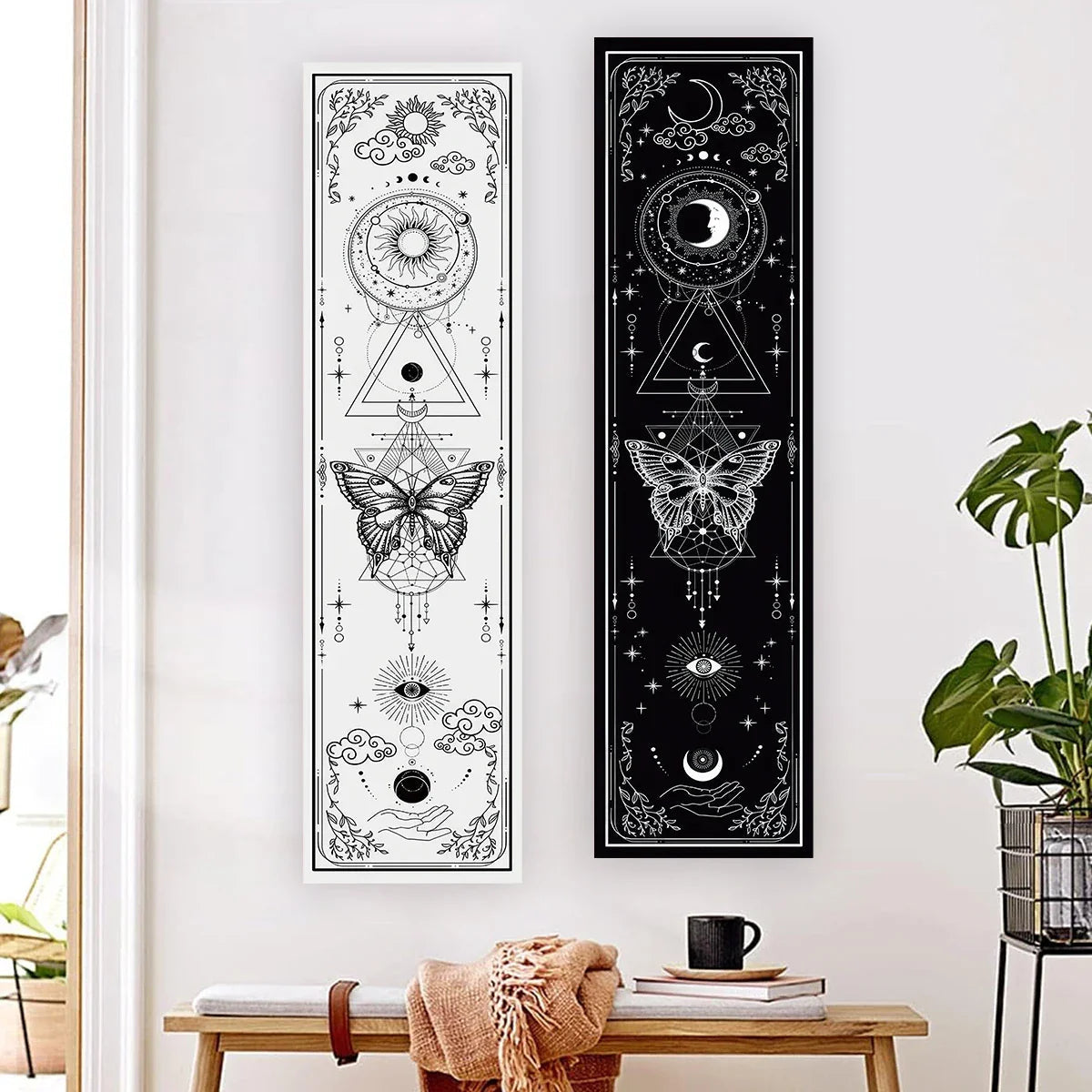 Witchy Sun & Moon Banner Tapestry Green Witch Creations