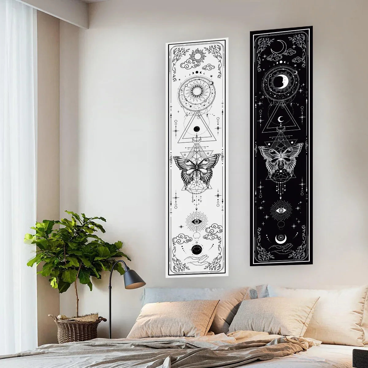 Witchy Sun & Moon Banner Tapestry Green Witch Creations