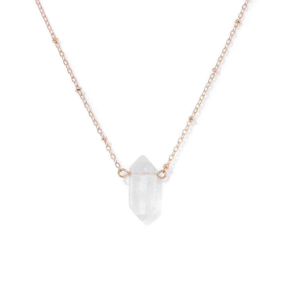 Crystal Hexagon Gold Necklaces Green Witch Creations