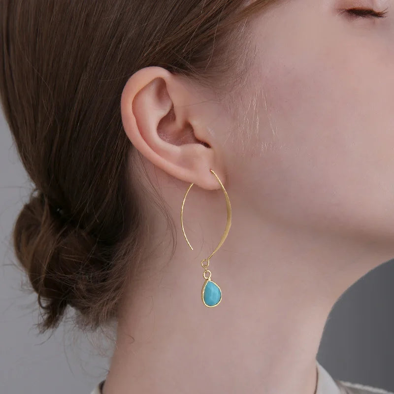 Crystal Faceted Teardrop Gold Earrings Green Witch Creations