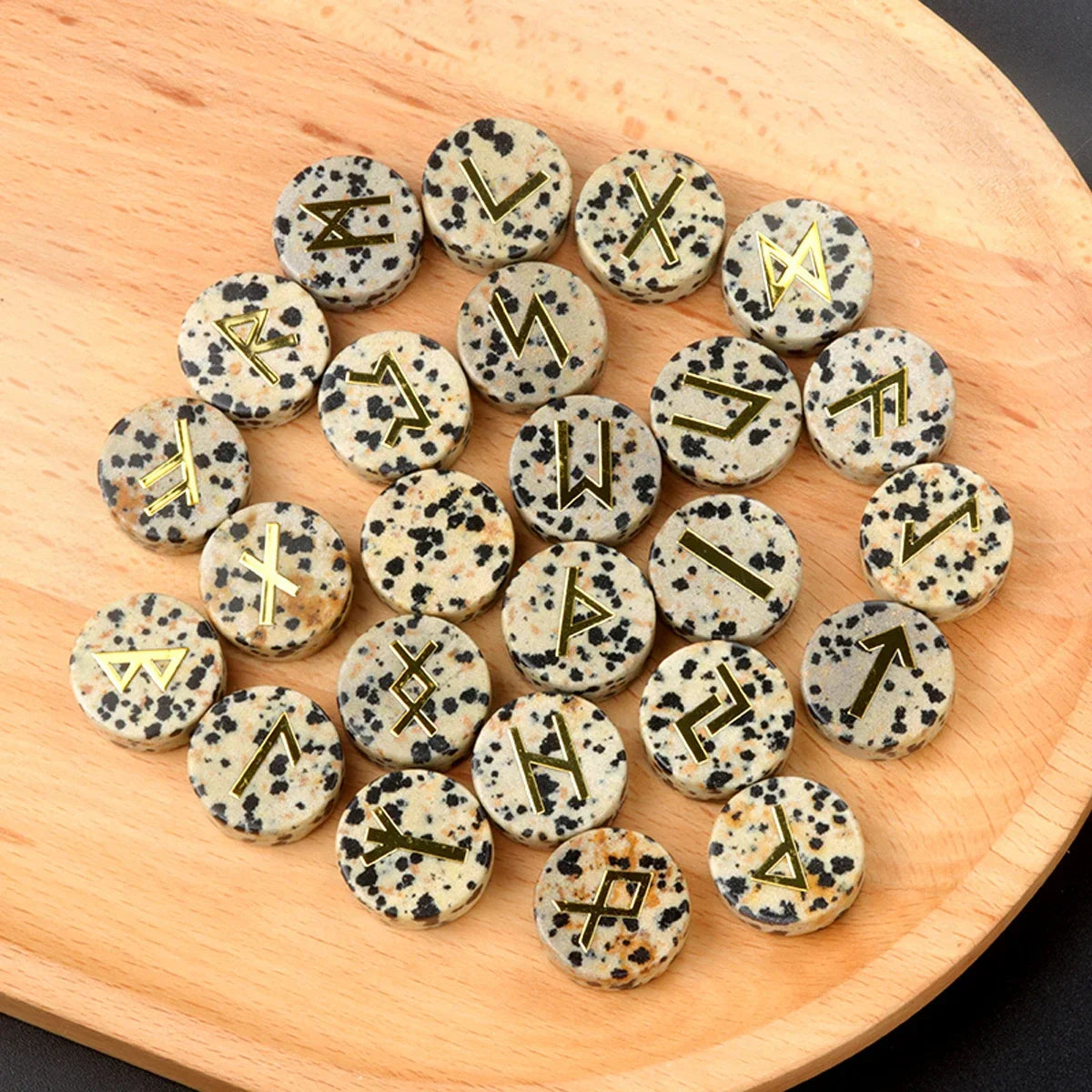 Round Crystal Runes Green Witch Creations