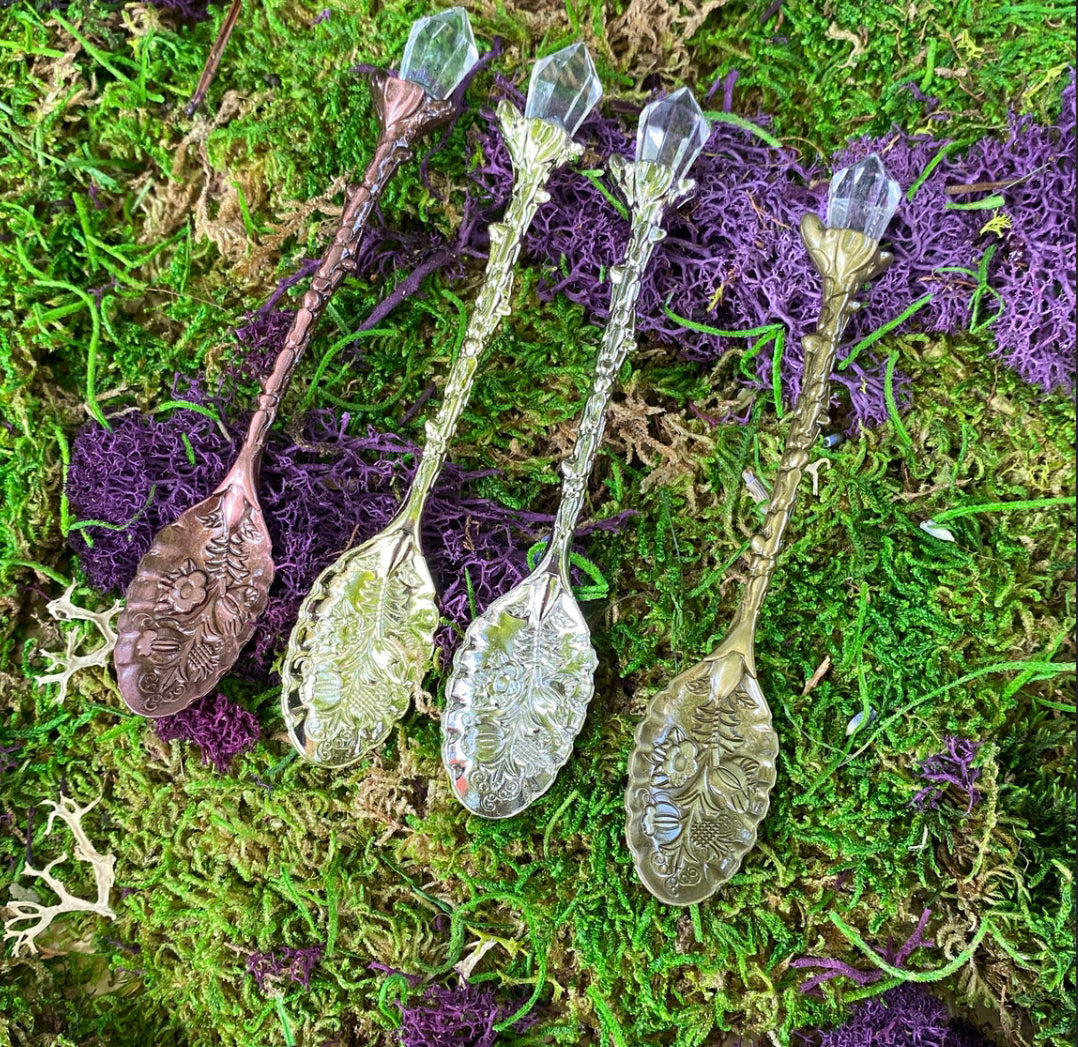 Clear Quartz Crystal Tea Spoons Green Witch Creations