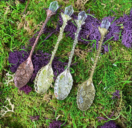 Clear Quartz Crystal Tea Spoons Green Witch Creations