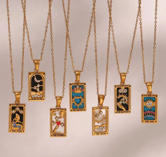 Gold Tarot Card Necklaces Green Witch Creations
