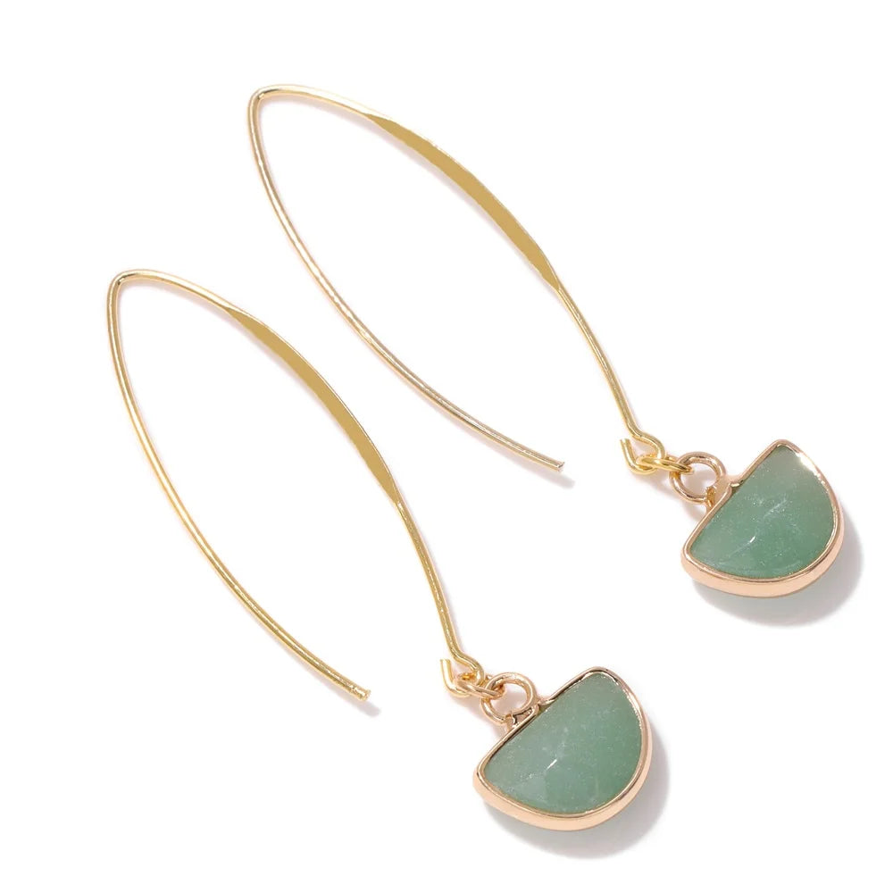 Crystal Faceted Teardrop Gold Earrings Green Witch Creations