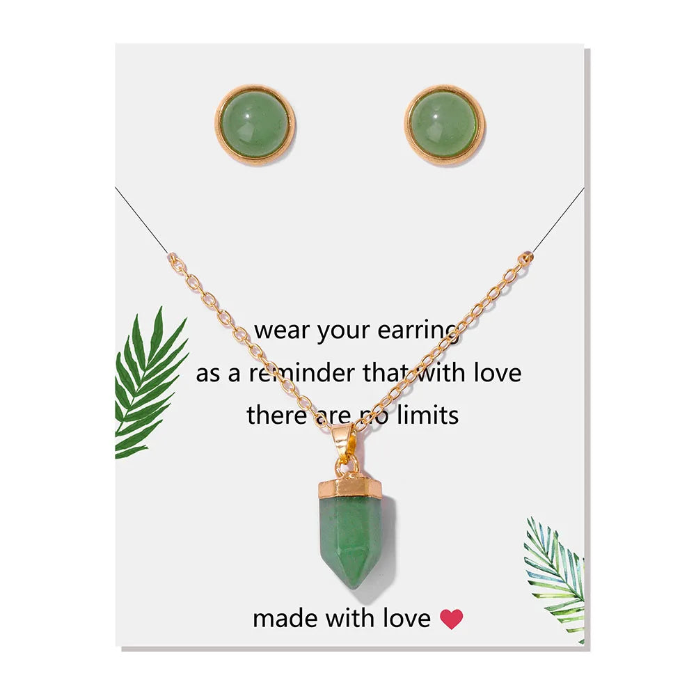 Crystal Point Gold Pendant Necklaces Green Witch Creations