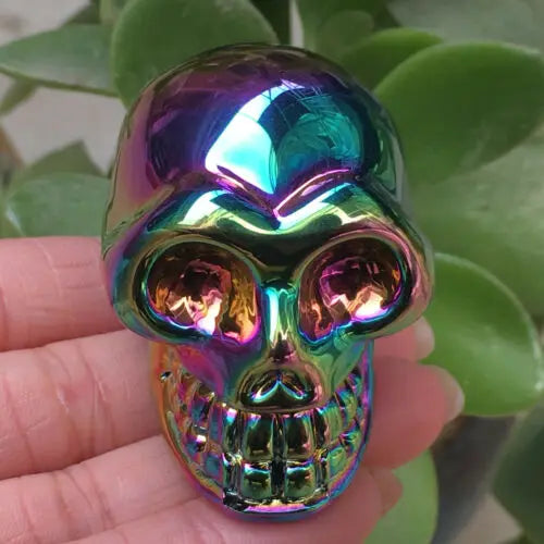 Rainbow Hematite Crystal Skull Green Witch Creations