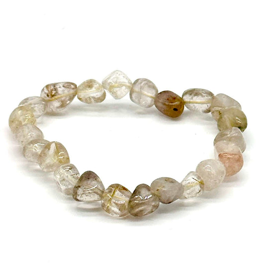 Golden Rutilated Quartz Natural Crystal Tumbled Gemstone Energy Stretch Bracelet Sacred Crystals