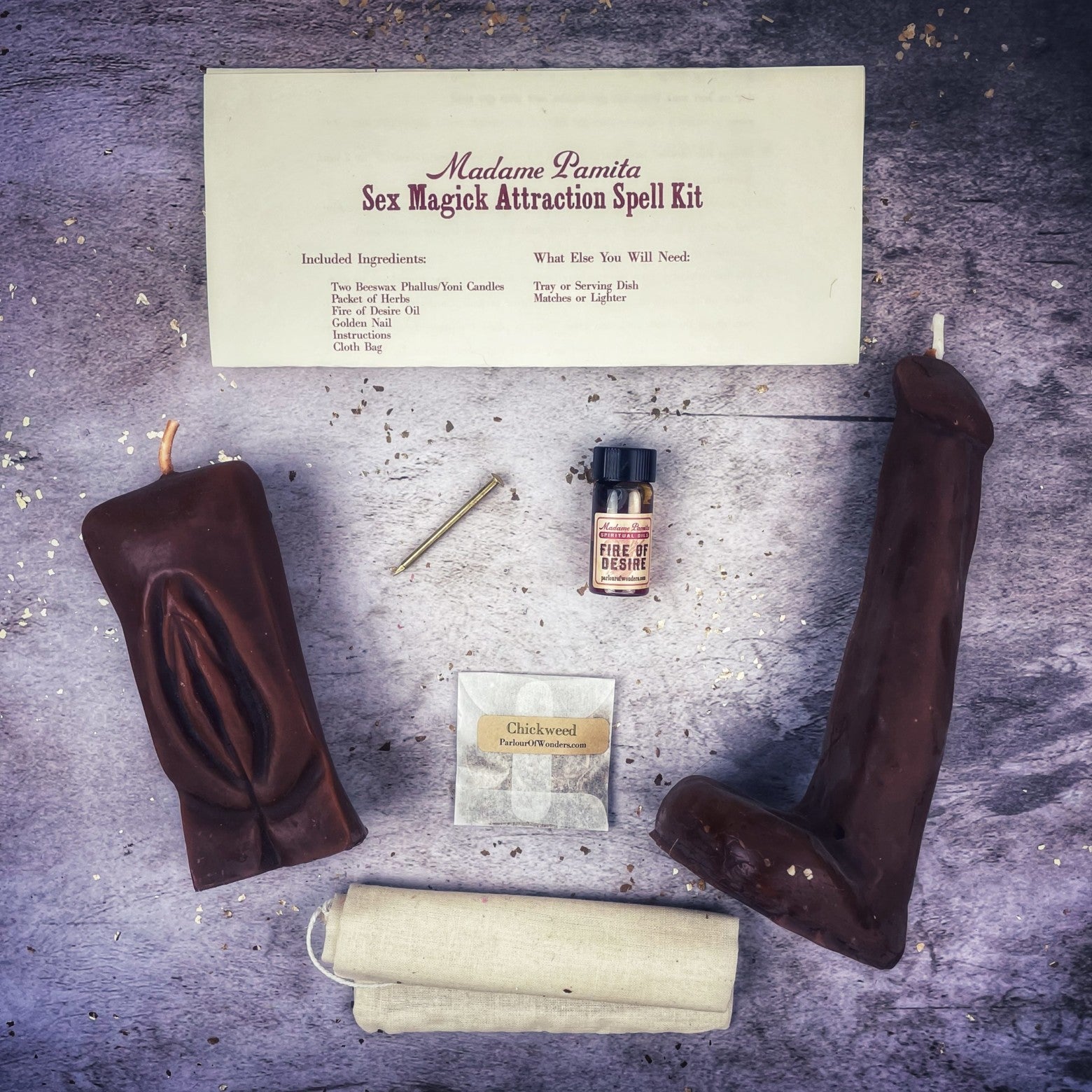Sex Magick Candle Spell Kit - Yoni/Phallus Parlour of Wonders