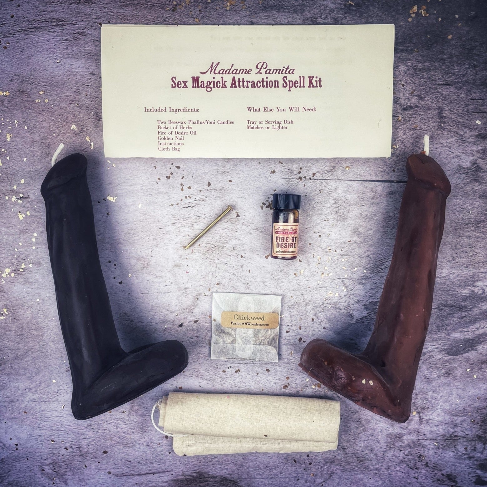 Sex Magick Candle Spell Kit - Phallus/Phallus Parlour of Wonders
