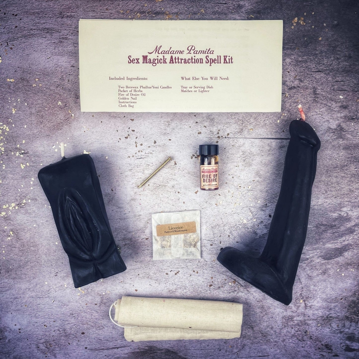Sex Magick Candle Spell Kit - Yoni/Phallus Parlour of Wonders
