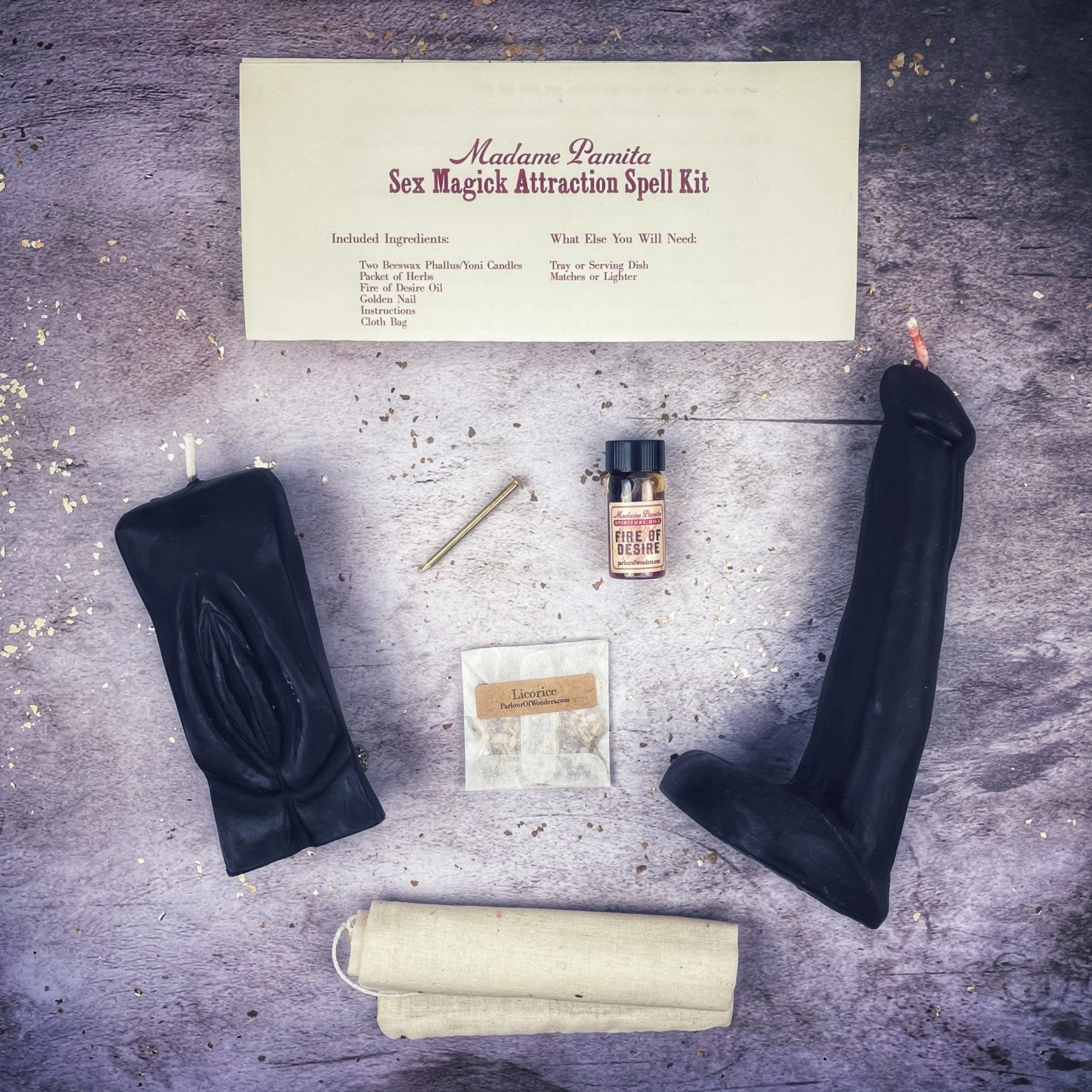 Sex Magick Candle Spell Kit - Yoni/Phallus Parlour of Wonders