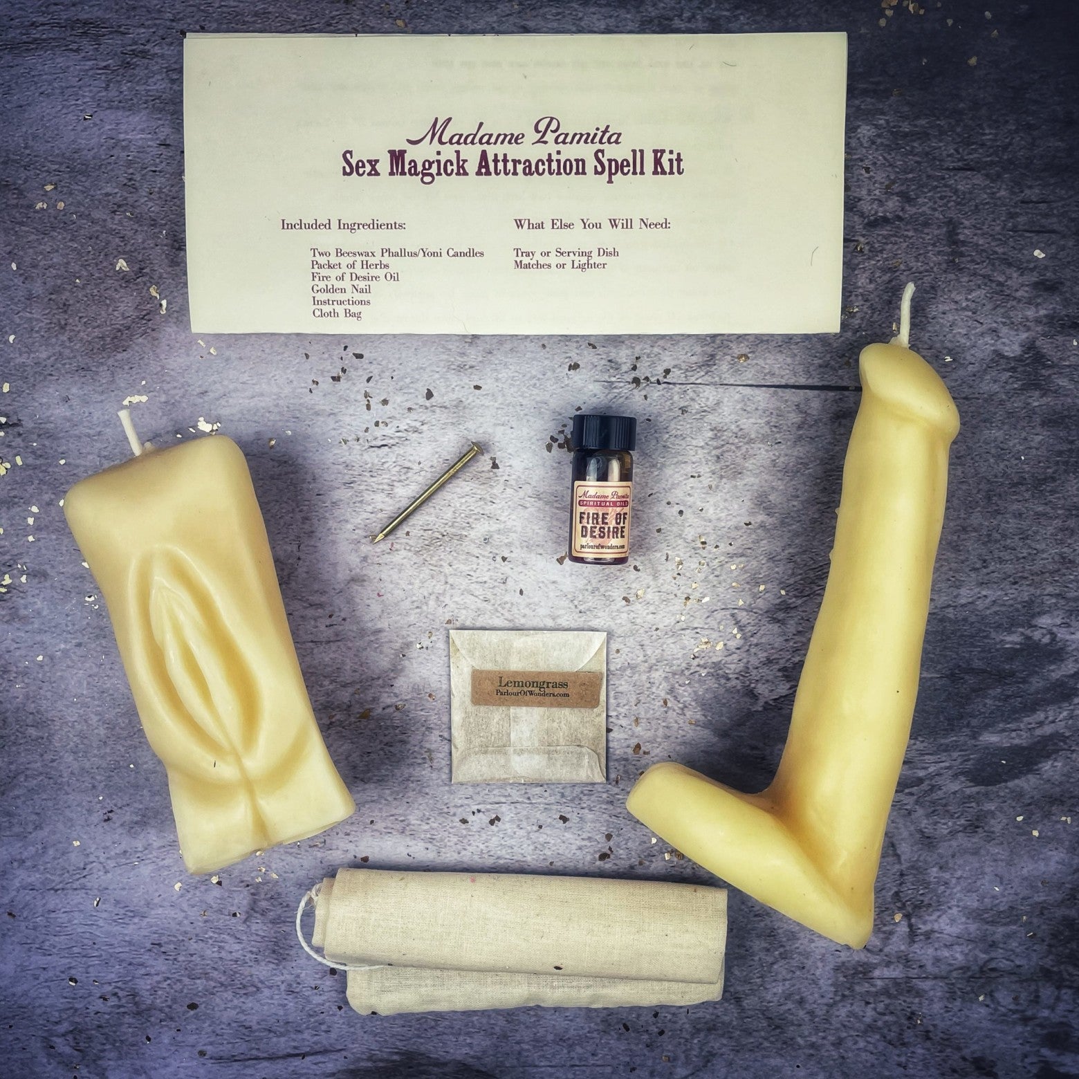 Sex Magick Candle Spell Kit - Yoni/Phallus Parlour of Wonders